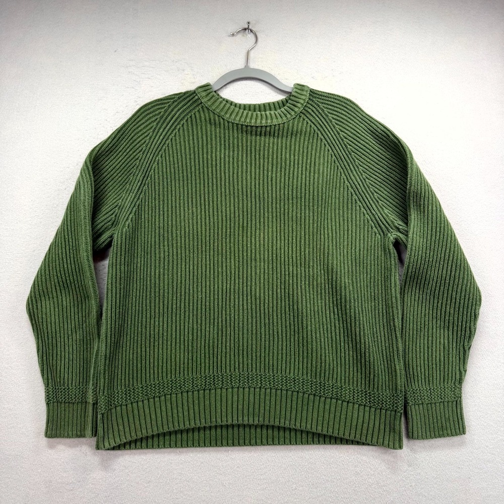 Southern Tide Ribbed Sweater Mens XL Green Chunky Knit Cotton Crew Neck Pullover